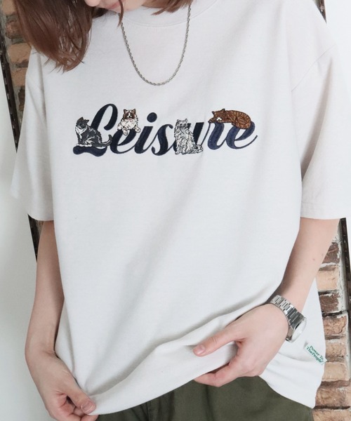 ENIM BY VICKY（エニムバイビッキー）の「イヌネコバック刺繍Tシャツ《洗濯機で洗える》（Tシャツ/カットソー・レディース・ホワイト/チャコールグレー/ホワイト系その他/ブラック系その他・M/L）」の20枚目の写真