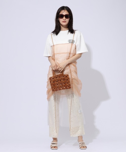 ENIM BY VICKY（エニムバイビッキー）の「イヌネコバック刺繍Tシャツ《洗濯機で洗える》（Tシャツ/カットソー・レディース・ホワイト/チャコールグレー/ホワイト系その他/ブラック系その他・M/L）」の12枚目の写真