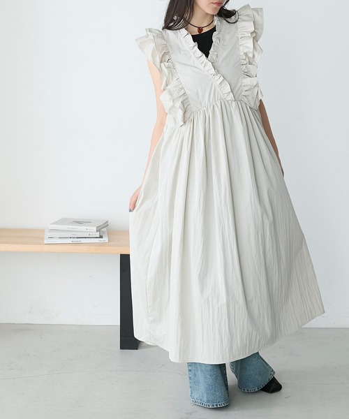 forksy.】ナイロンタフタギャザーフリルワンピース（ワンピース