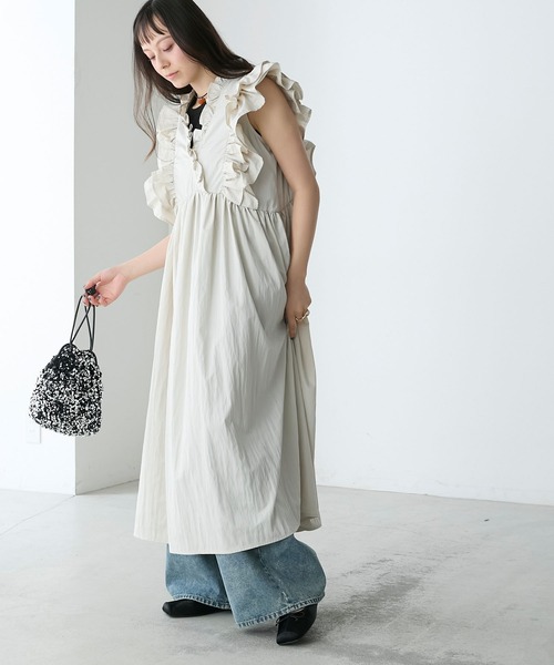 forksy.】ナイロンタフタギャザーフリルワンピース forksy.│MONO-MART