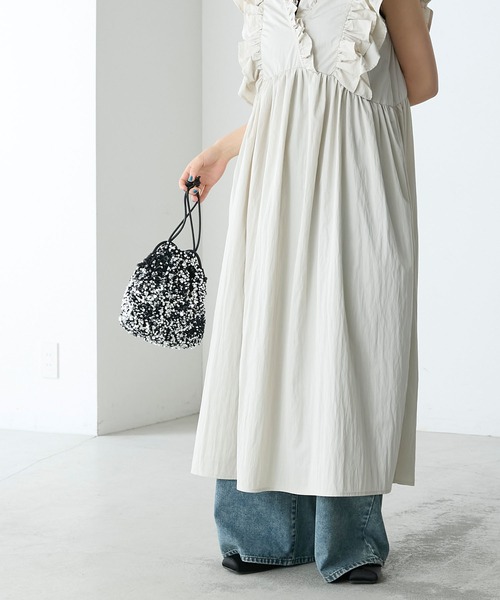 forksy.】ナイロンタフタギャザーフリルワンピース（ワンピース