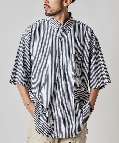 NAUTICA（ノーティカ）の「NAUTICA/ノーティカ Faded S/S Shirt (Broadcloth Stripes)/フェイデッド ショートスリーブシャツ ブロードクロス ストライプ（シャツ/ブラウス・メンズ・ブルー/ネイビー・X-LARGE/LARGE/MEDIUM）」の14枚目の写真