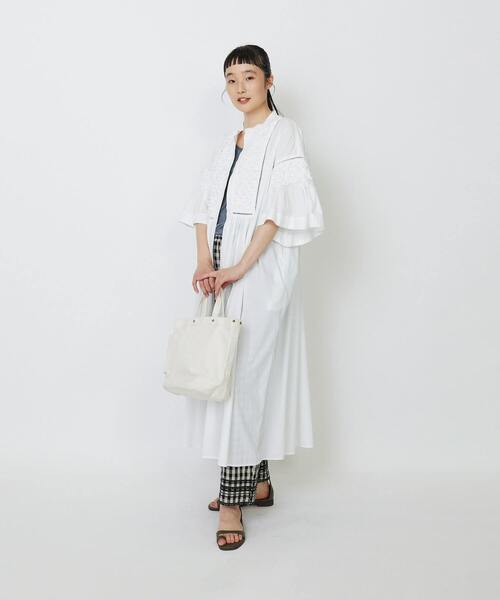 インドコットンポプリンハンド立体刺繍シャツワンピース（ワンピース  