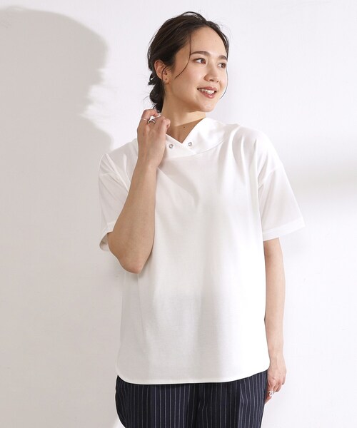 DRESKIP（ドレスキップ）の「◆【高レビュー/洗える/UV】大人カジュアル 抜け襟Tシャツ（Tシャツ/カットソー・レディース・ピンク系/オフホワイト/イエロー/ライトベージュ/カーキ/ブラック・04/03/02）」の7枚目の写真