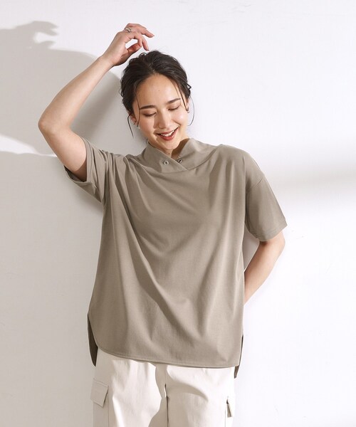 DRESKIP（ドレスキップ）の「◆【高レビュー/洗える/UV】大人カジュアル 抜け襟Tシャツ（Tシャツ/カットソー・レディース・ピンク系/オフホワイト/イエロー/ライトベージュ/カーキ/ブラック・04/03/02）」の19枚目の写真