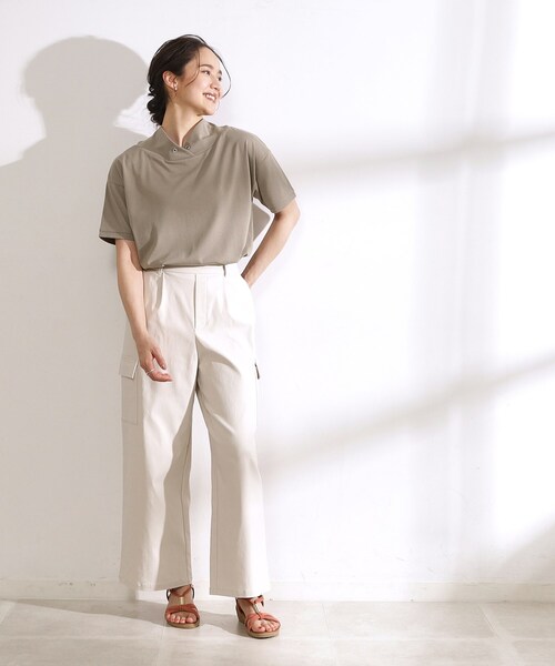 DRESKIP（ドレスキップ）の「◆【高レビュー/洗える/UV】大人カジュアル 抜け襟Tシャツ（Tシャツ/カットソー・レディース・ピンク系/オフホワイト/イエロー/ライトベージュ/カーキ/ブラック・04/03/02）」の21枚目の写真