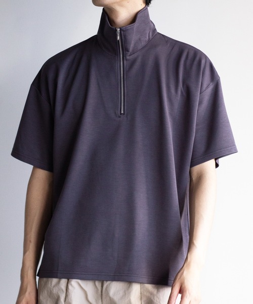 COMMON WARE(コモンウェアー)の「COMMONWARE:ダンボールニットハーフジップ S/S(Tシャツ/カットソー・メンズ・ブラック/チャコールグレー/ホワイト・XL/L/M)」の1枚目の写真