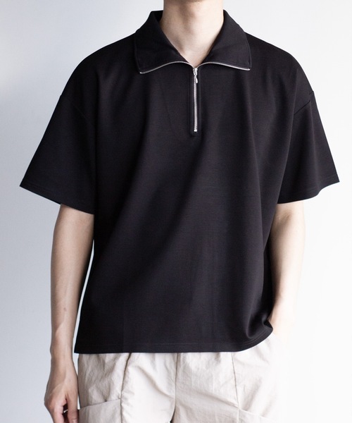 COMMON WARE(コモンウェアー)の「COMMONWARE:ダンボールニットハーフジップ S/S(Tシャツ/カットソー・メンズ・ブラック/チャコールグレー/ホワイト・XL/L/M)」の3枚目の写真