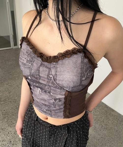 BLONDEY（ブロンディ）の「カップ付きレースキャミソール（キャミソール・レディース・ブルー/ブラウン・FREE）」の15枚目の写真