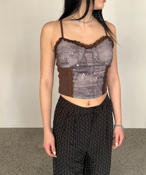 BLONDEY（ブロンディ）の「カップ付きレースキャミソール（キャミソール・レディース・ブルー/ブラウン・FREE）」の6枚目の写真