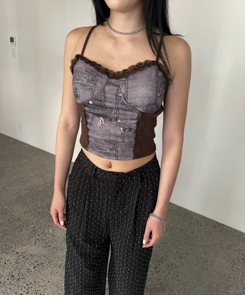 BLONDEY（ブロンディ）の「カップ付きレースキャミソール（キャミソール・レディース・ブルー/ブラウン・FREE）」の17枚目の写真