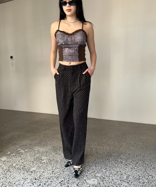 BLONDEY（ブロンディ）の「カップ付きレースキャミソール（キャミソール・レディース・ブルー/ブラウン・FREE）」の8枚目の写真