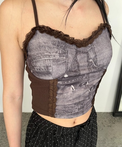 BLONDEY（ブロンディ）の「カップ付きレースキャミソール（キャミソール・レディース・ブルー/ブラウン・FREE）」の14枚目の写真