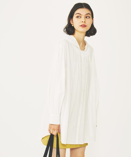 MILKFED.（ミルクフェド）の「HOODED GATHER SHIRTS（シャツ/ブラウス・レディース・ブラック/ライトブルー/ホワイト・ONE SIZE）」の2枚目の写真