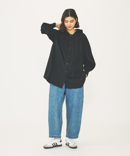 MILKFED.（ミルクフェド）の「HOODED GATHER SHIRTS（シャツ/ブラウス・レディース・ブラック/ライトブルー/ホワイト・ONE SIZE）」の7枚目の写真