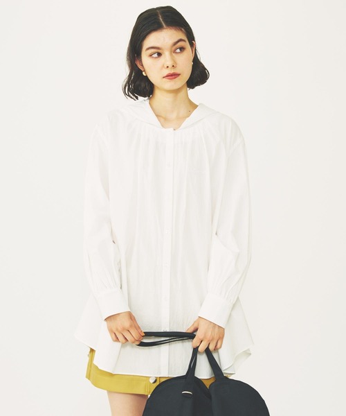 MILKFED.（ミルクフェド）の「HOODED GATHER SHIRTS（シャツ/ブラウス・レディース・ブラック/ライトブルー/ホワイト・ONE SIZE）」の9枚目の写真