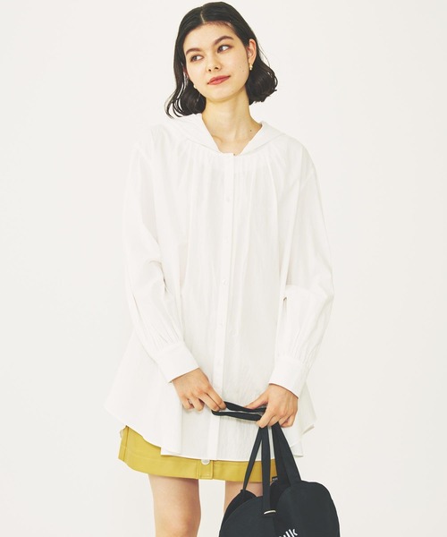 MILKFED.（ミルクフェド）の「HOODED GATHER SHIRTS（シャツ/ブラウス・レディース・ブラック/ライトブルー/ホワイト・ONE SIZE）」の10枚目の写真