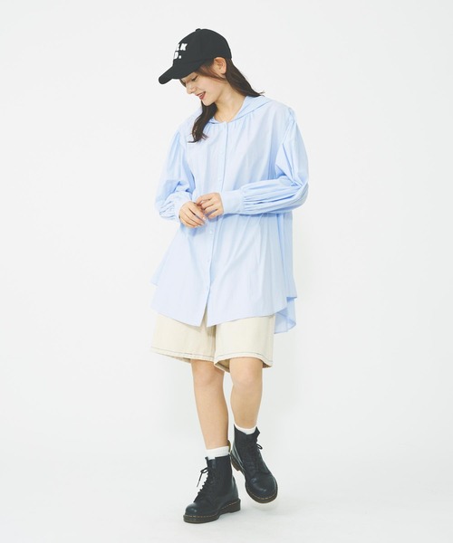MILKFED.（ミルクフェド）の「HOODED GATHER SHIRTS（シャツ/ブラウス・レディース・ブラック/ライトブルー/ホワイト・ONE SIZE）」の13枚目の写真