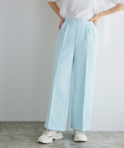 パンツ meme ツイードタックワイドストレートパンツ（その他パンツ