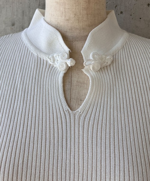 meJane（ミージェーン）の「チャイナボタン リブニット半そでトップス（ニット/セーター・レディース・ホワイト/ブラック・FREE）」の22枚目の写真