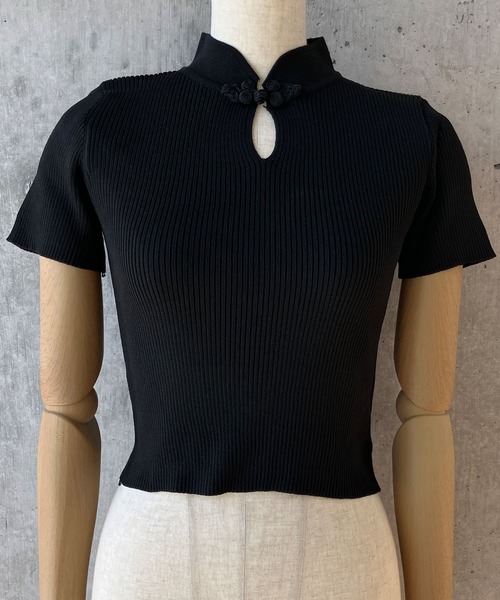 meJane（ミージェーン）の「チャイナボタン リブニット半そでトップス（ニット/セーター・レディース・ホワイト/ブラック・FREE）」の20枚目の写真