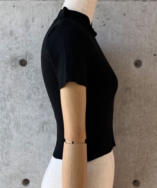 meJane（ミージェーン）の「チャイナボタン リブニット半そでトップス（ニット/セーター・レディース・ホワイト/ブラック・FREE）」の19枚目の写真