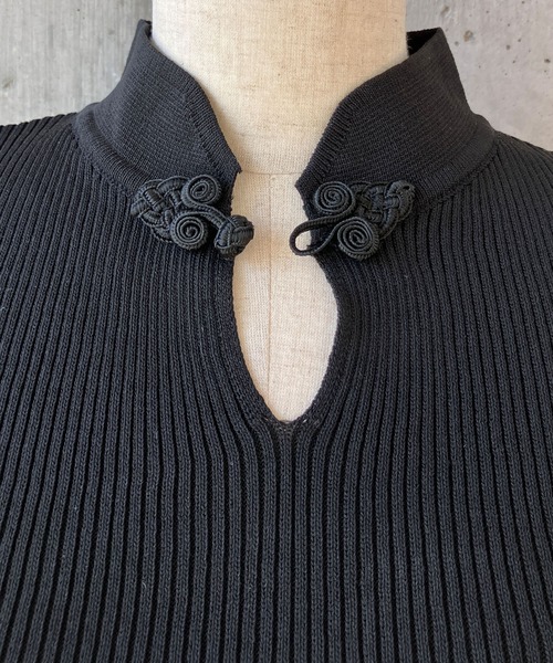 meJane（ミージェーン）の「チャイナボタン リブニット半そでトップス（ニット/セーター・レディース・ホワイト/ブラック・FREE）」の15枚目の写真