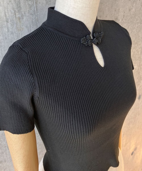 meJane（ミージェーン）の「チャイナボタン リブニット半そでトップス（ニット/セーター・レディース・ホワイト/ブラック・FREE）」の17枚目の写真