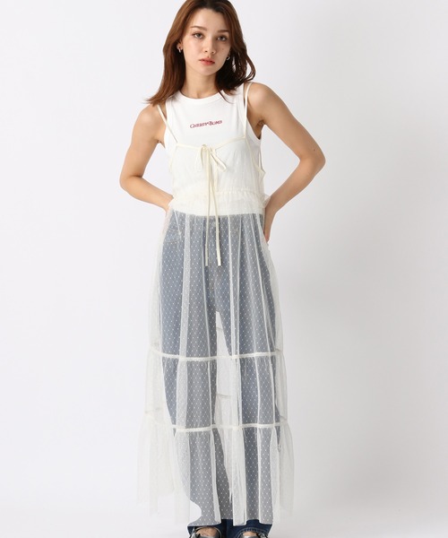 FOREVER 21（フォーエバー トゥエンティーワン）の「【2024SS】ドットチュールキャミワンピース（ワンピース・レディース・ブラック/レッド/ホワイト系その他/グレー・FREE）」の2枚目の写真