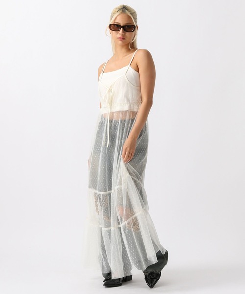 FOREVER 21（フォーエバー トゥエンティーワン）の「【2024SS】ドットチュールキャミワンピース（ワンピース・レディース・ブラック/レッド/ホワイト系その他/グレー・FREE）」の14枚目の写真