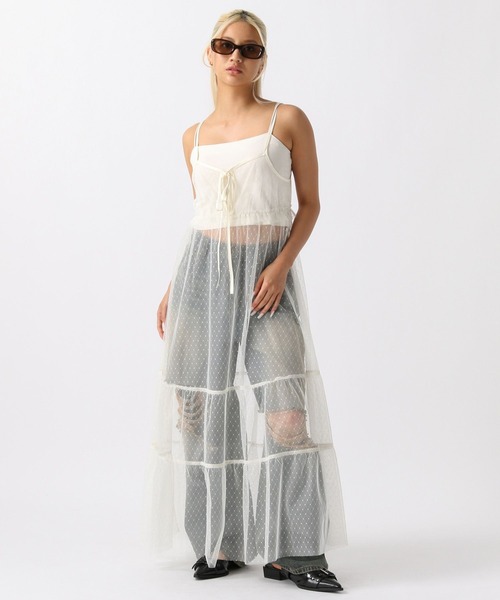 FOREVER 21（フォーエバー トゥエンティーワン）の「【2024SS】ドットチュールキャミワンピース（ワンピース・レディース・ブラック/レッド/ホワイト系その他/グレー・FREE）」の9枚目の写真