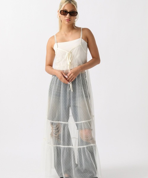 FOREVER 21（フォーエバー トゥエンティーワン）の「【2024SS】ドットチュールキャミワンピース（ワンピース・レディース・ブラック/レッド/ホワイト系その他/グレー・FREE）」の5枚目の写真