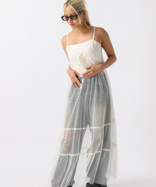 FOREVER 21（フォーエバー トゥエンティーワン）の「【2024SS】ドットチュールキャミワンピース（ワンピース・レディース・ブラック/レッド/ホワイト系その他/グレー・FREE）」の6枚目の写真