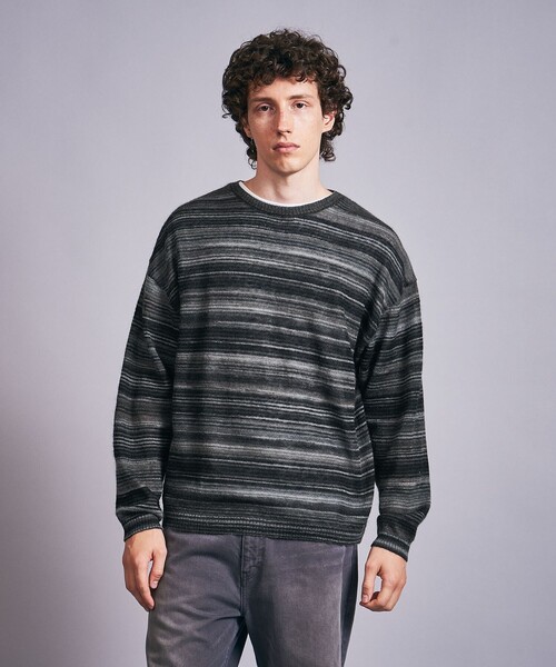 MONKEY TIME（モンキータイム）の「グラデーション ボーダー クルーネック ニット（ニット/セーター・メンズ・ネイビー/ブラック・M/L）」の2枚目の写真