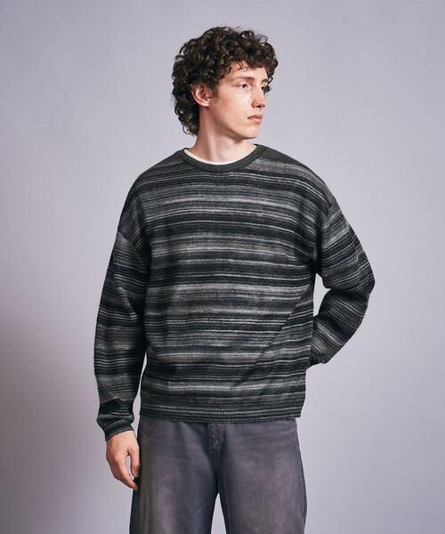 MONKEY TIME（モンキータイム）の「グラデーション ボーダー クルーネック ニット（ニット/セーター・メンズ・ネイビー/ブラック・M/L）」の3枚目の写真