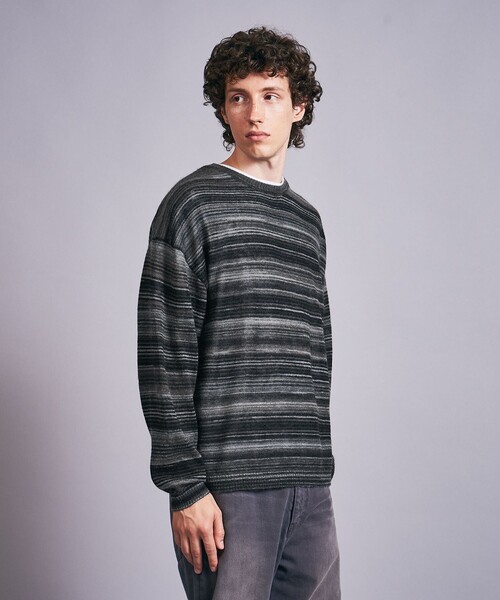 MONKEY TIME（モンキータイム）の「グラデーション ボーダー クルーネック ニット（ニット/セーター・メンズ・ネイビー/ブラック・M/L）」の4枚目の写真