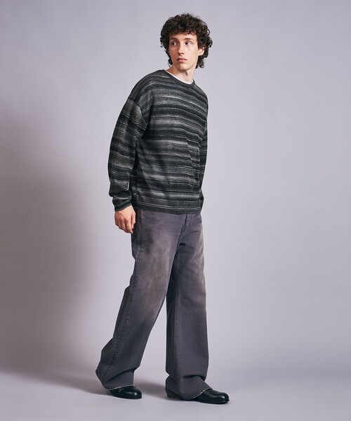 MONKEY TIME（モンキータイム）の「グラデーション ボーダー クルーネック ニット（ニット/セーター・メンズ・ネイビー/ブラック・M/L）」の6枚目の写真