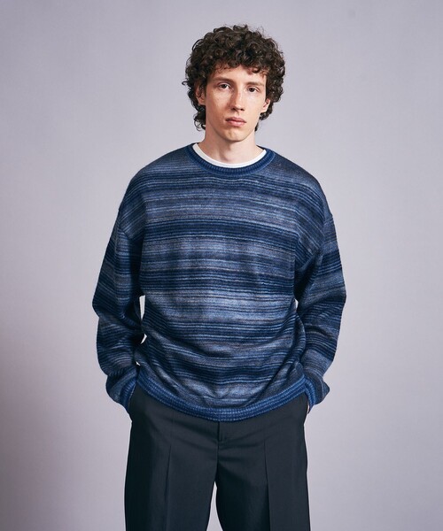 MONKEY TIME（モンキータイム）の「グラデーション ボーダー クルーネック ニット（ニット/セーター・メンズ・ネイビー/ブラック・M/L）」の7枚目の写真
