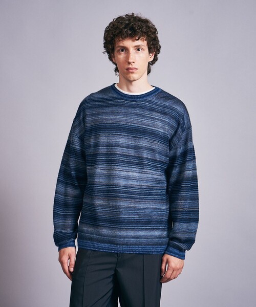 MONKEY TIME（モンキータイム）の「グラデーション ボーダー クルーネック ニット（ニット/セーター・メンズ・ネイビー/ブラック・M/L）」の8枚目の写真