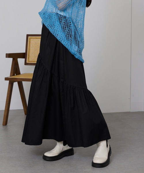 SETUP7（セットアップセブン）の「【SETUP7】大人カジュアル フレアギャザーロングスカート SCCH574（スカート・レディース・ホワイト/マルチ/ブラック・FREE）」の12枚目の写真