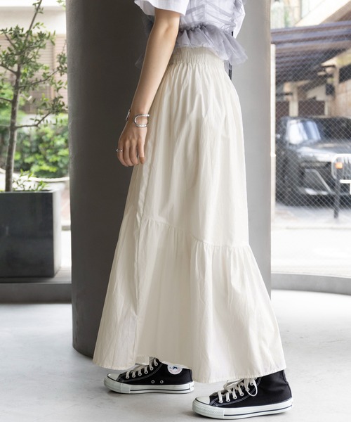 SETUP7（セットアップセブン）の「【SETUP7】大人カジュアル フレアギャザーロングスカート SCCH574（スカート・レディース・ホワイト/マルチ/ブラック・FREE）」の20枚目の写真