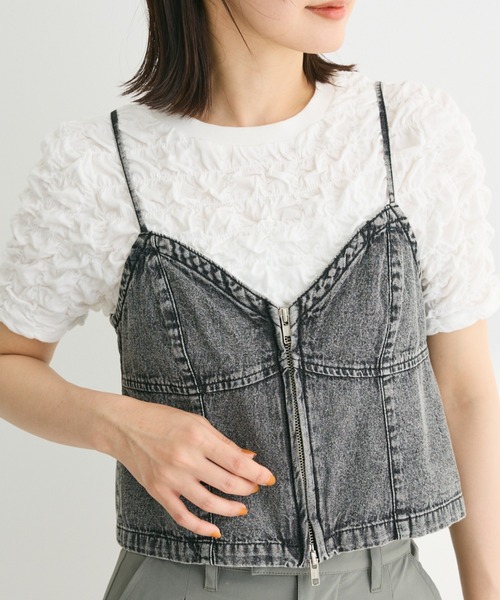 ELENCARE DUE(エレンカーレデュエ)の「・ELENCARE DUE W-ZIP デニムキャミ(キャミソール・レディース・ライトインディゴブルー/グレー・FREE)」の2枚目の写真