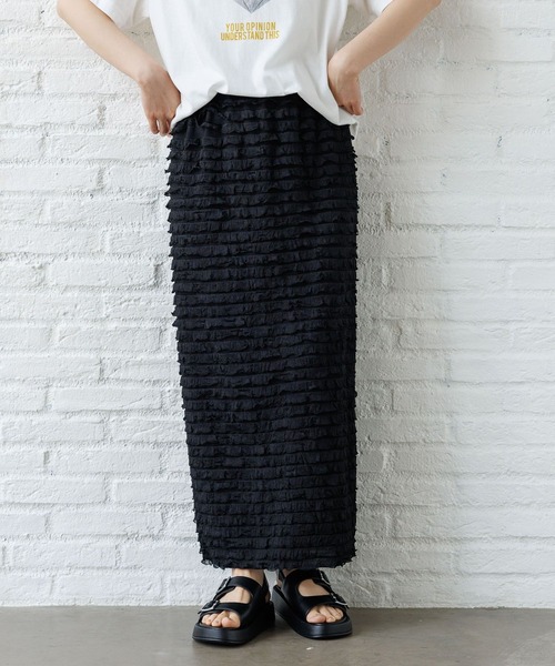 LAKOLE（ラコレ）の「フリルナロースカート / 131856（スカート・レディース・ブラック/オフホワイト/グレー・SMALL/MEDIUM）」の3枚目の写真