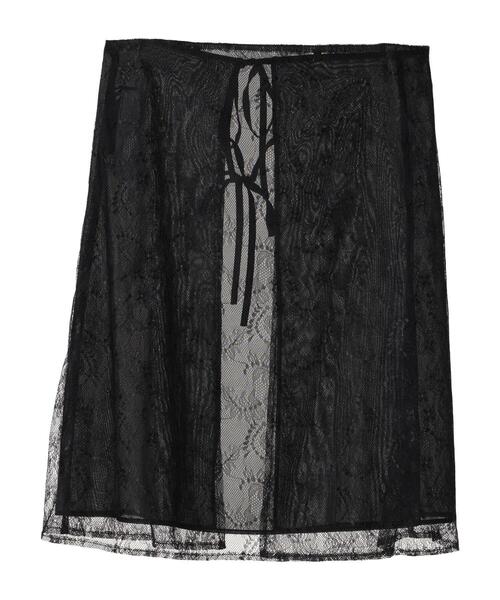 Green Parks(グリーンパークス)の「2way 巻きスカート(レース)(スカート・レディース・ブラック/オフホワイト・FREE)」の3枚目の写真