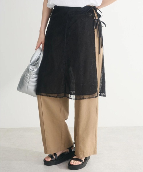 Green Parks(グリーンパークス)の「2way 巻きスカート(レース)(スカート・レディース・ブラック/オフホワイト・FREE)」の1枚目の写真
