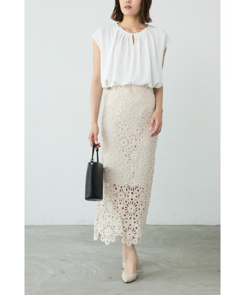 M.deux（エムドゥ）の「◆タック2wayブラウス◆（シャツ/ブラウス・レディース・オフホワイト/コーラルピンク・MEDIUM）」の3枚目の写真