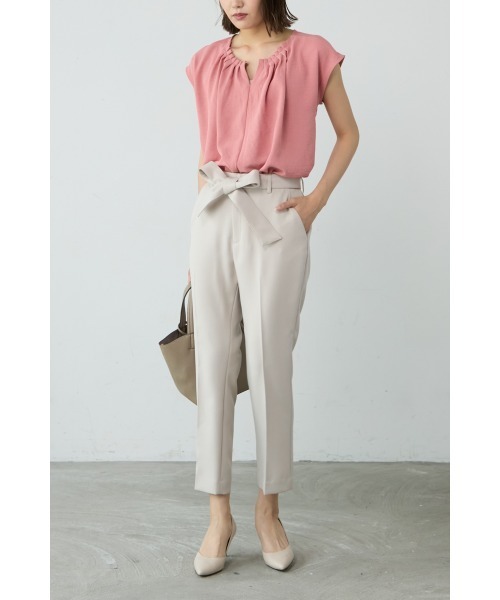 M.deux（エムドゥ）の「◆タック2wayブラウス◆（シャツ/ブラウス・レディース・オフホワイト/コーラルピンク・MEDIUM）」の4枚目の写真