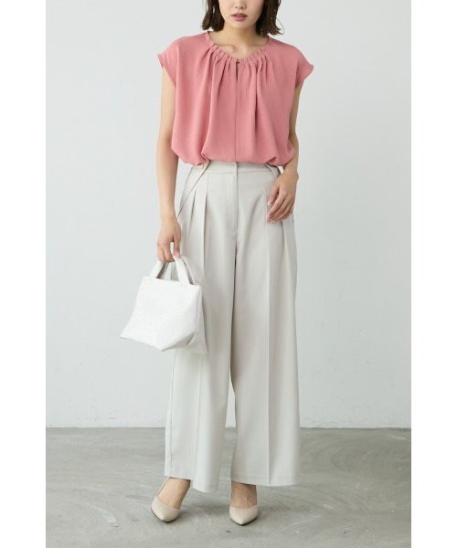 M.deux（エムドゥ）の「◆タック2wayブラウス◆（シャツ/ブラウス・レディース・オフホワイト/コーラルピンク・MEDIUM）」の6枚目の写真