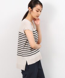 OPAQUE.CLIP | クールタッチVネックフレンチスリーブニット【UVケア/接触冷感/洗濯機洗い可】(ニット/セーター)