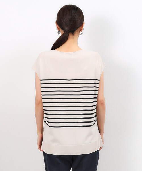 OPAQUE.CLIP(オペークドットクリップ)の「◆クールタッチVネックフレンチスリーブニット【UVケア/接触冷感/洗濯機洗い可】(ニット/セーター・レディース・ベージュ系その他5/ブラック/ブルー系その他/ベージュ・42/40/38)」の20枚目の写真